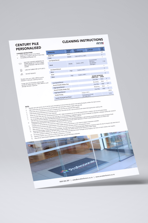 Century Pile Personalised Mat Cleaning Instructions