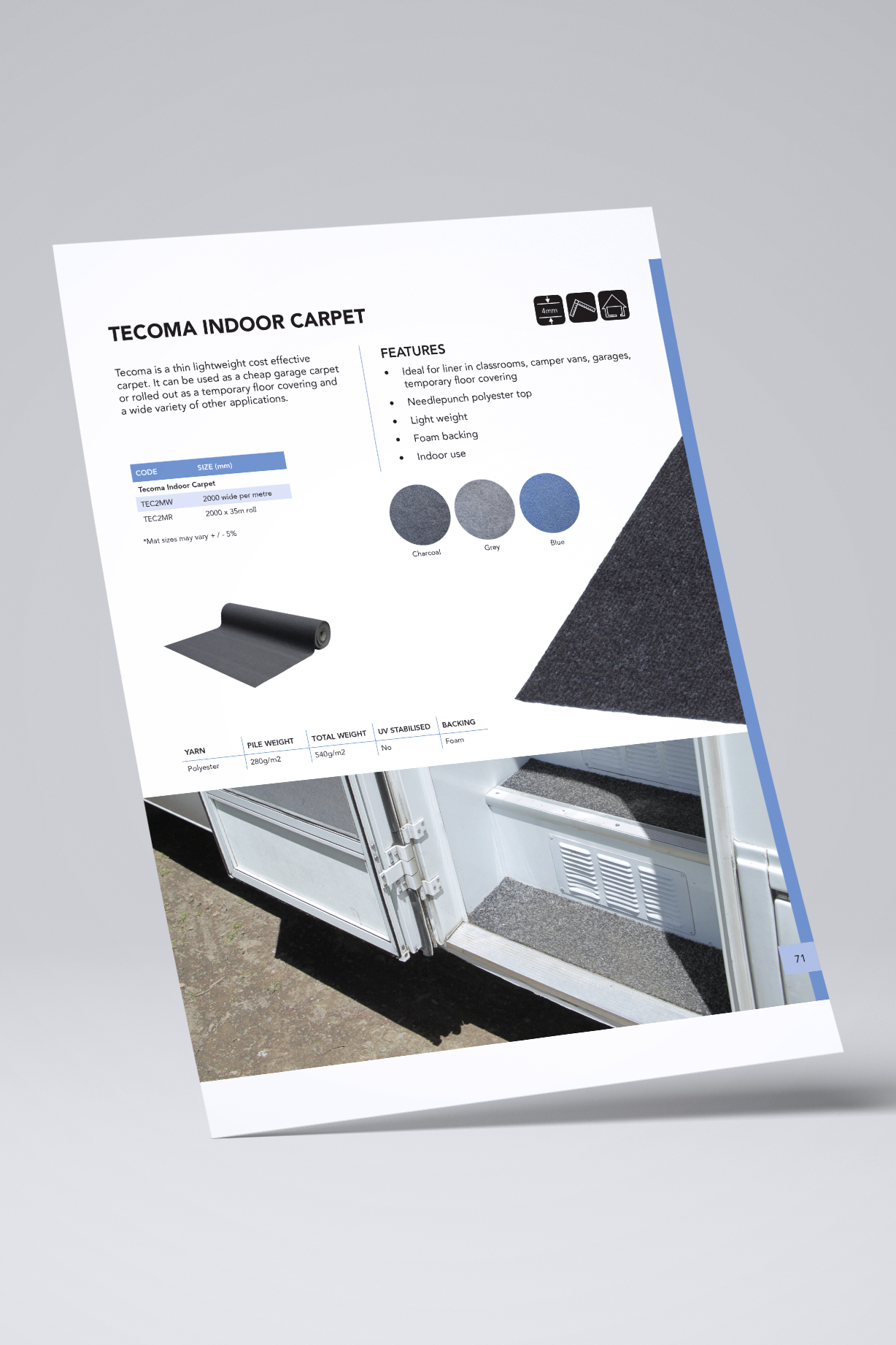 Tecoma Indoor Carpet Product Page