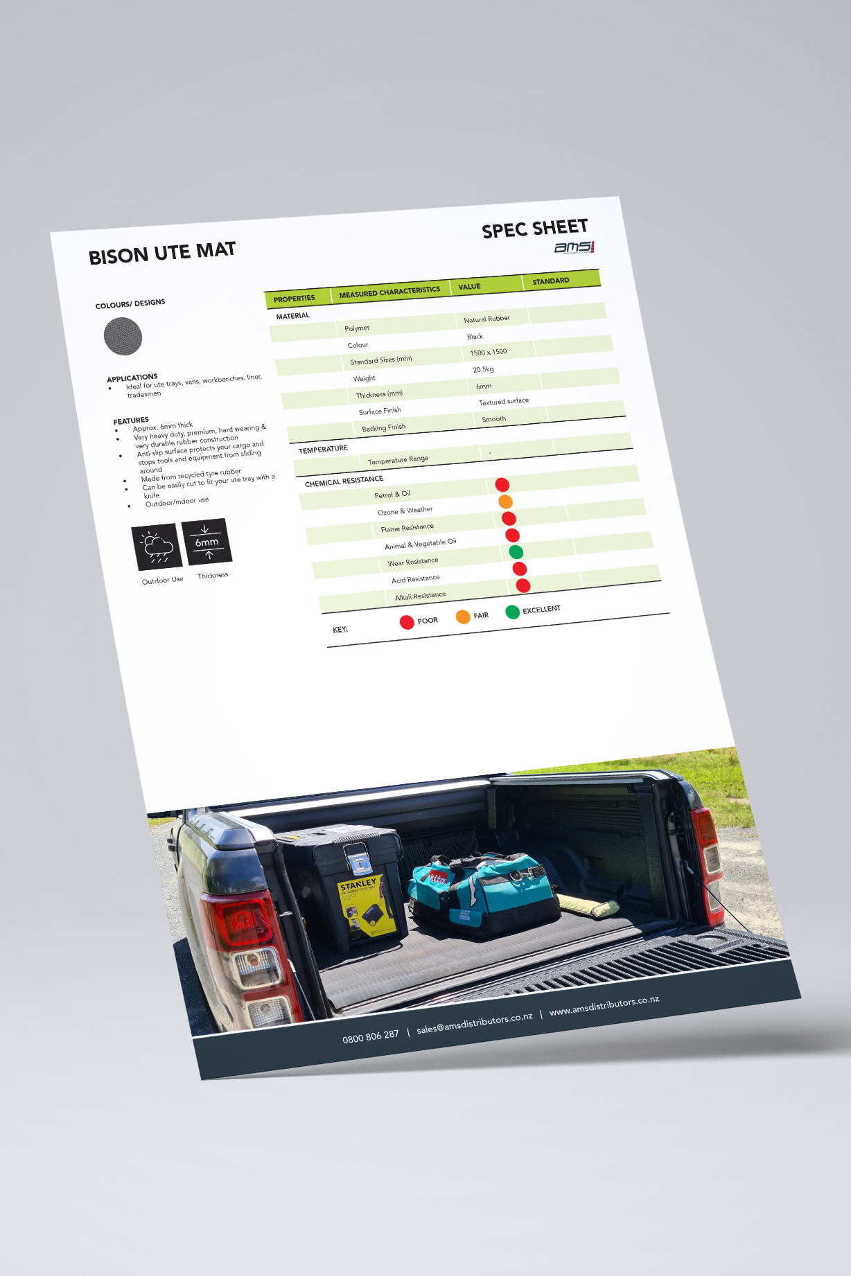 Bison Ute Mat Spec Sheet