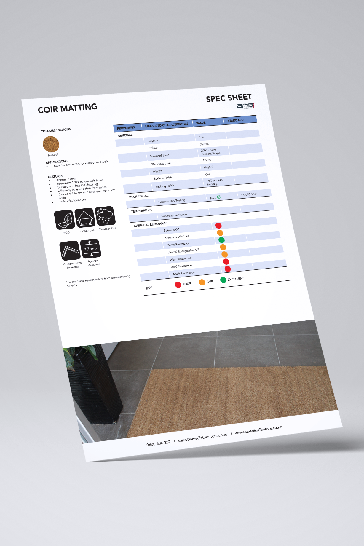 Coir Matting Spec Sheet