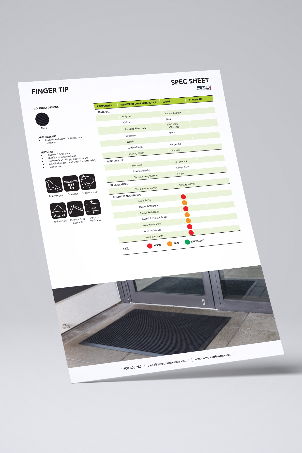 Finger Tip Mat Spec Sheet