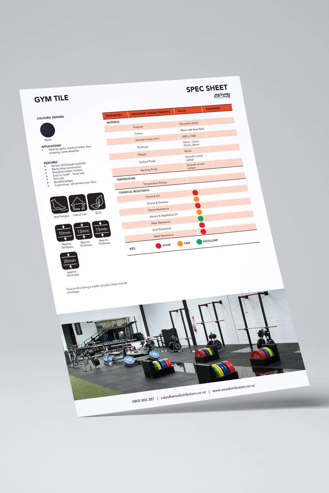 Gym Mat Spec Sheet