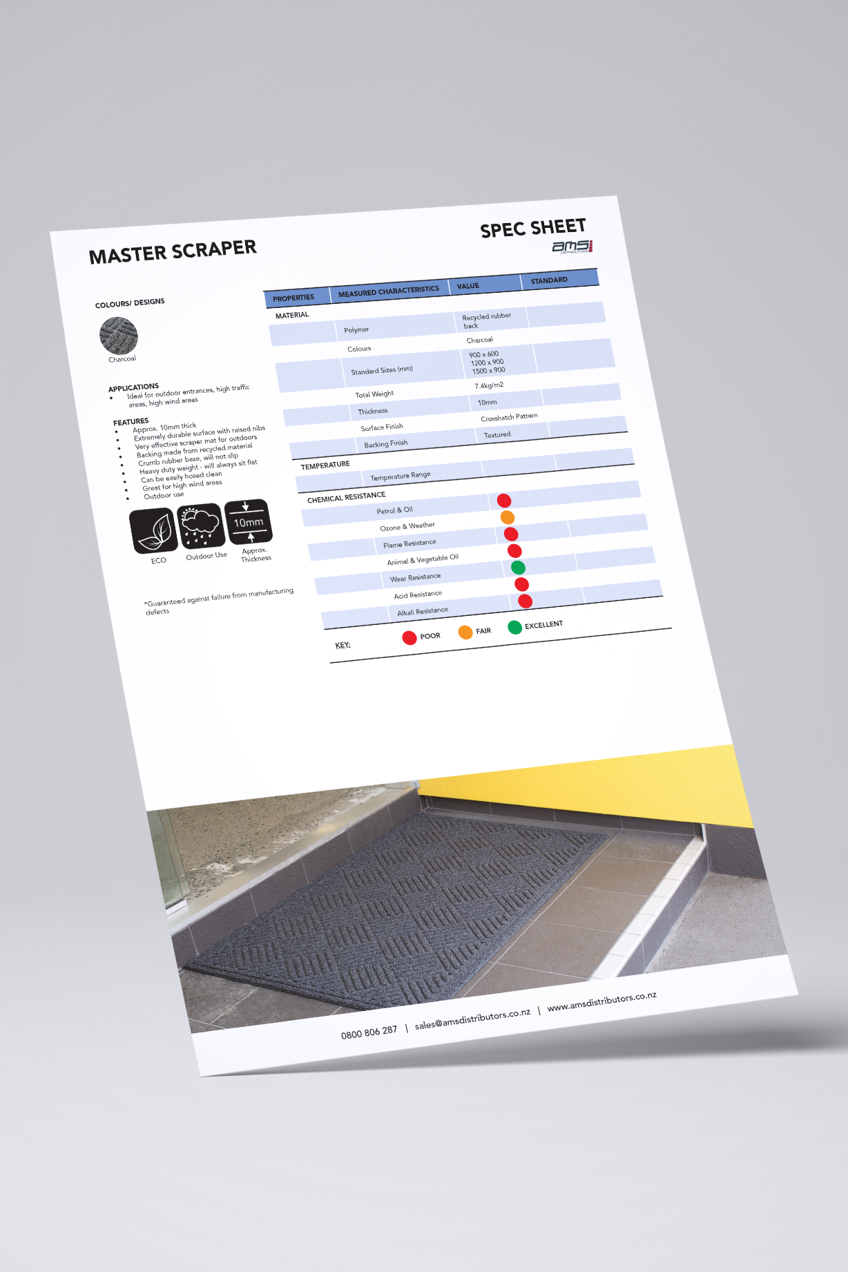 Master Scraper Mat Spec Sheet