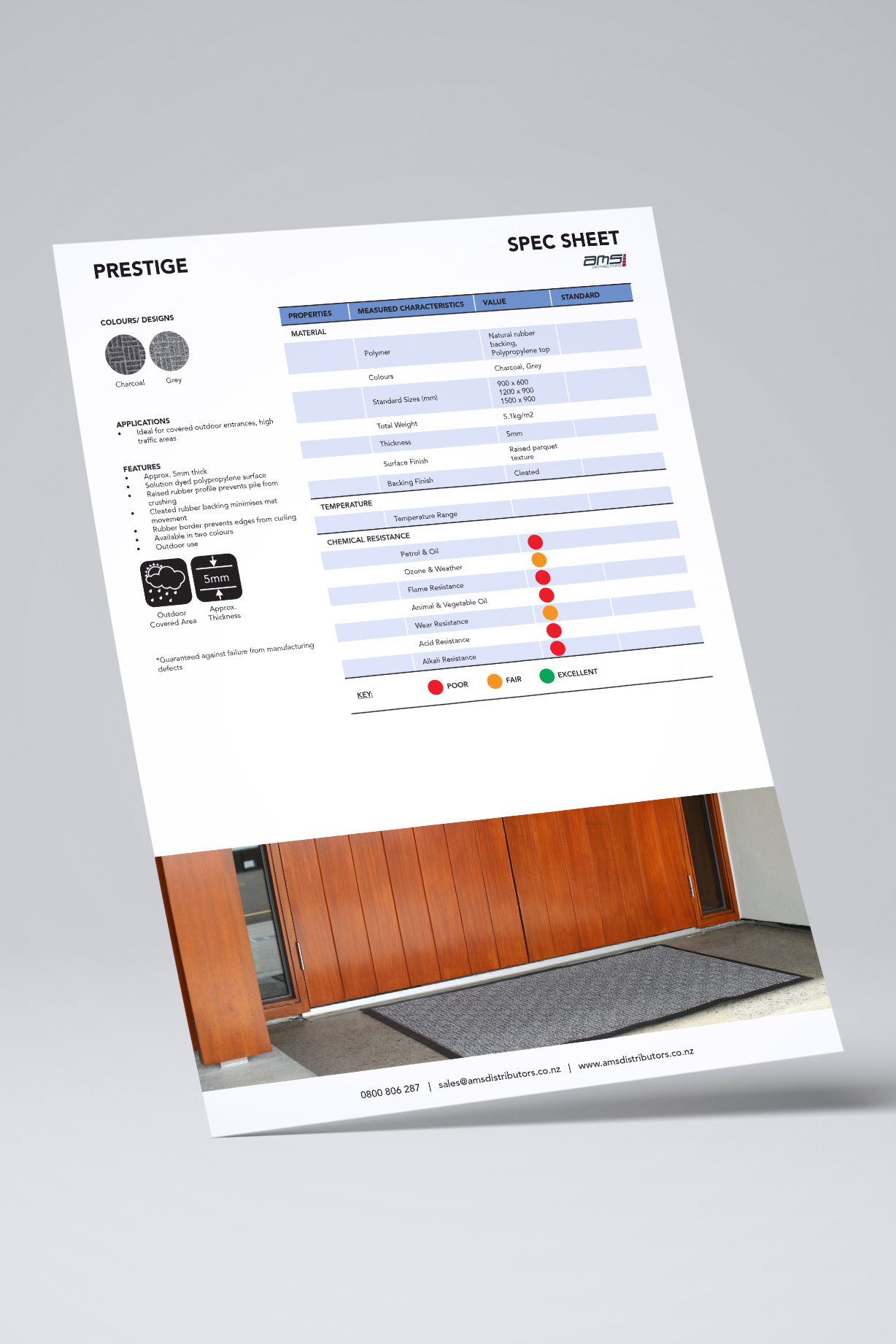 Prestige Plus Mat Spec Sheet