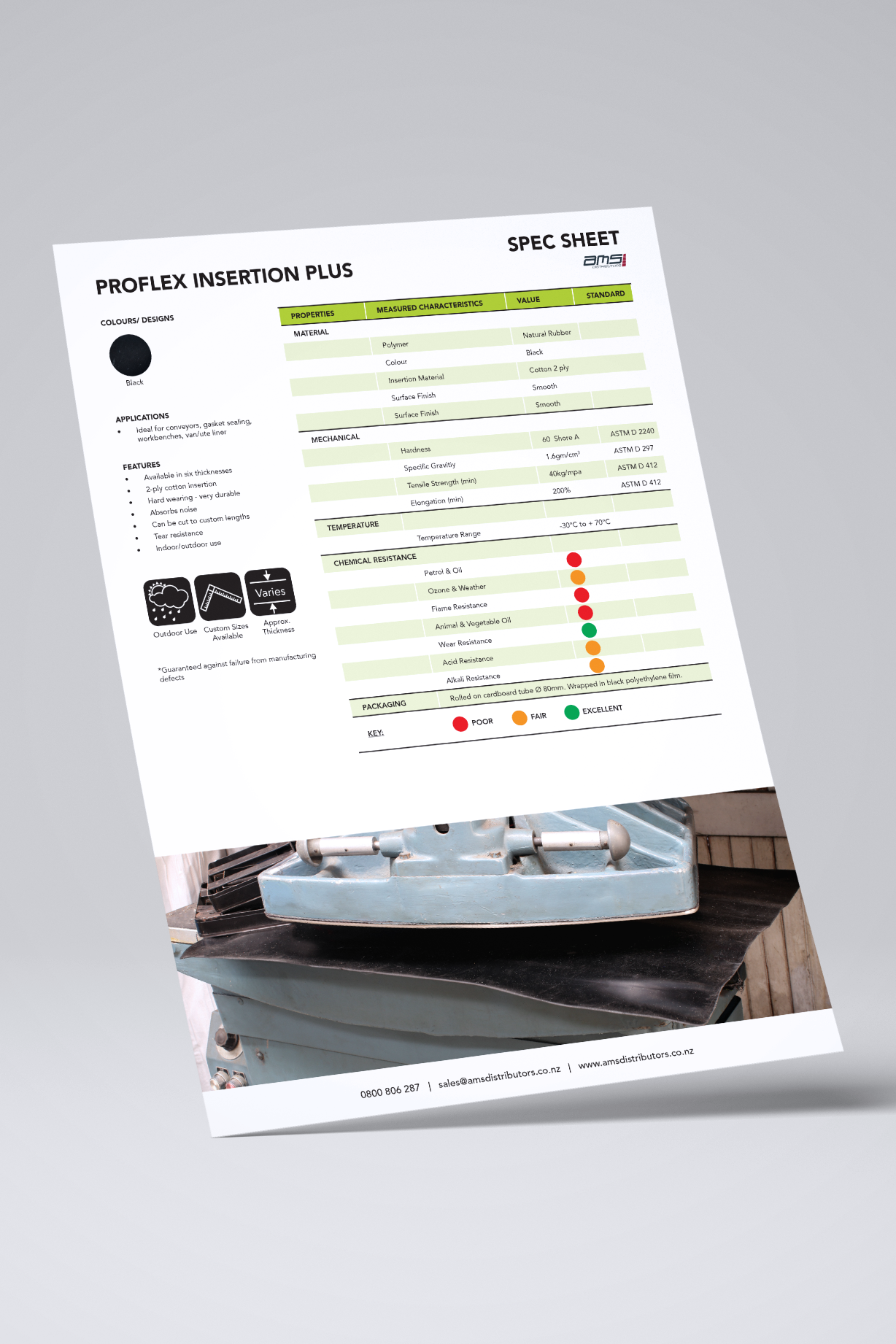 Proflex Insertion Plus Rubber Spec Sheet