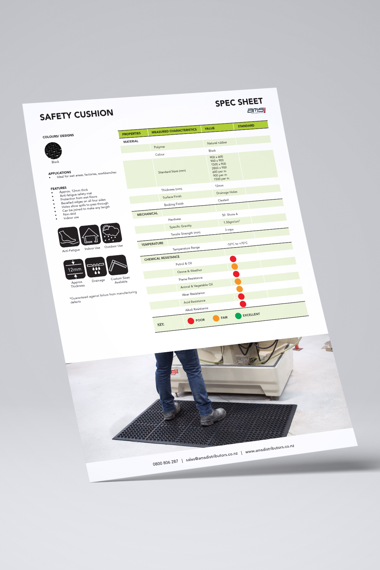 Safety Cushion Black Mat Spec Sheet