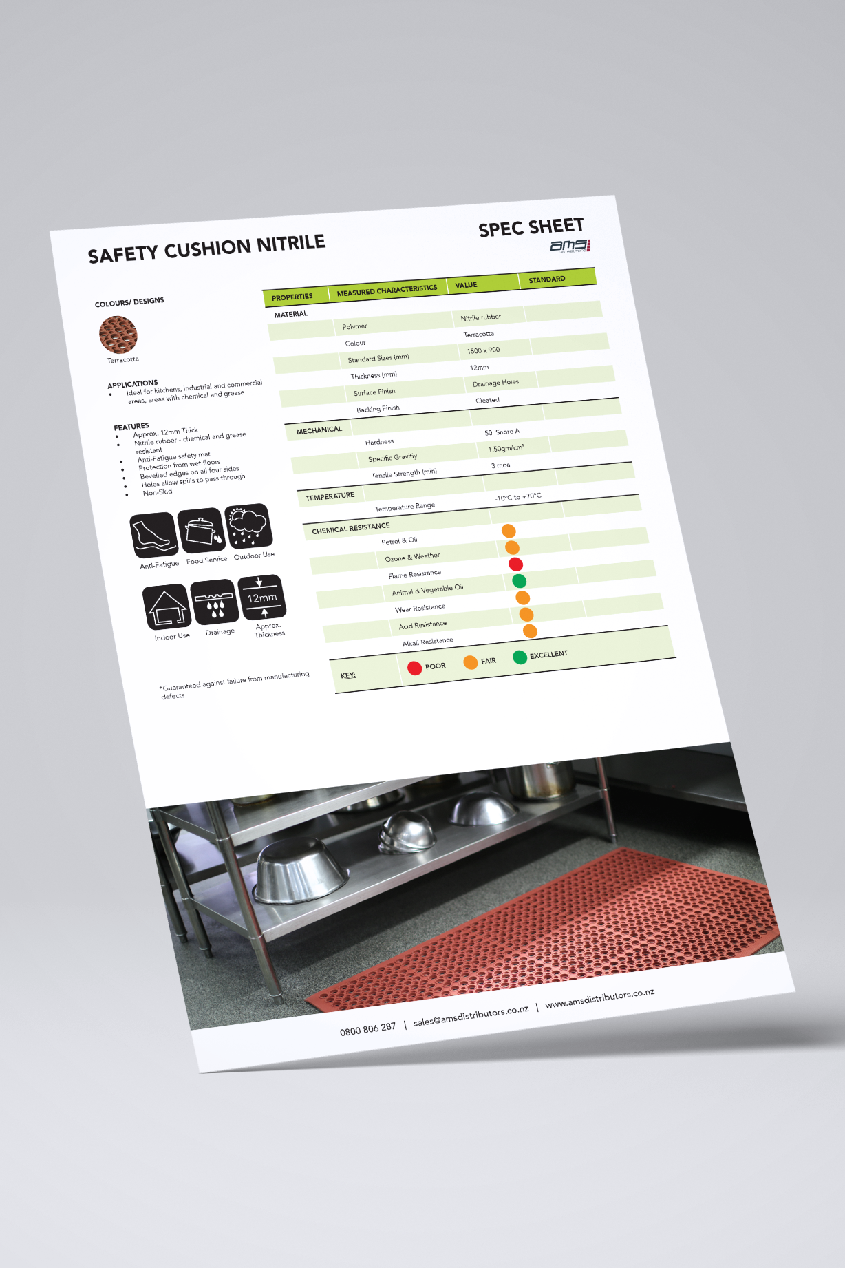 Safety Cushion Nitrile Mat Spec Sheet